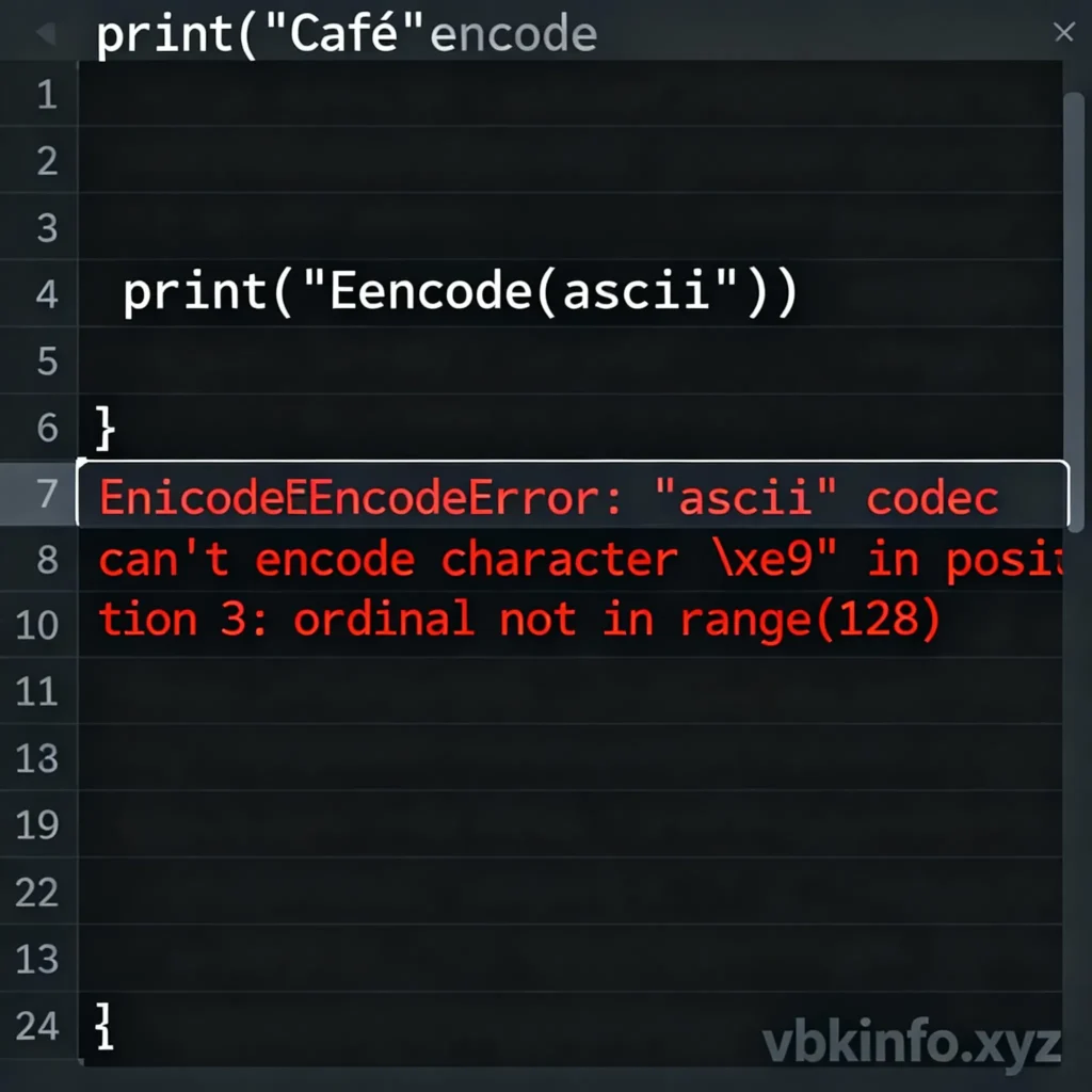 Python encode string Unicode error example (ASCII vs UTF-8).
