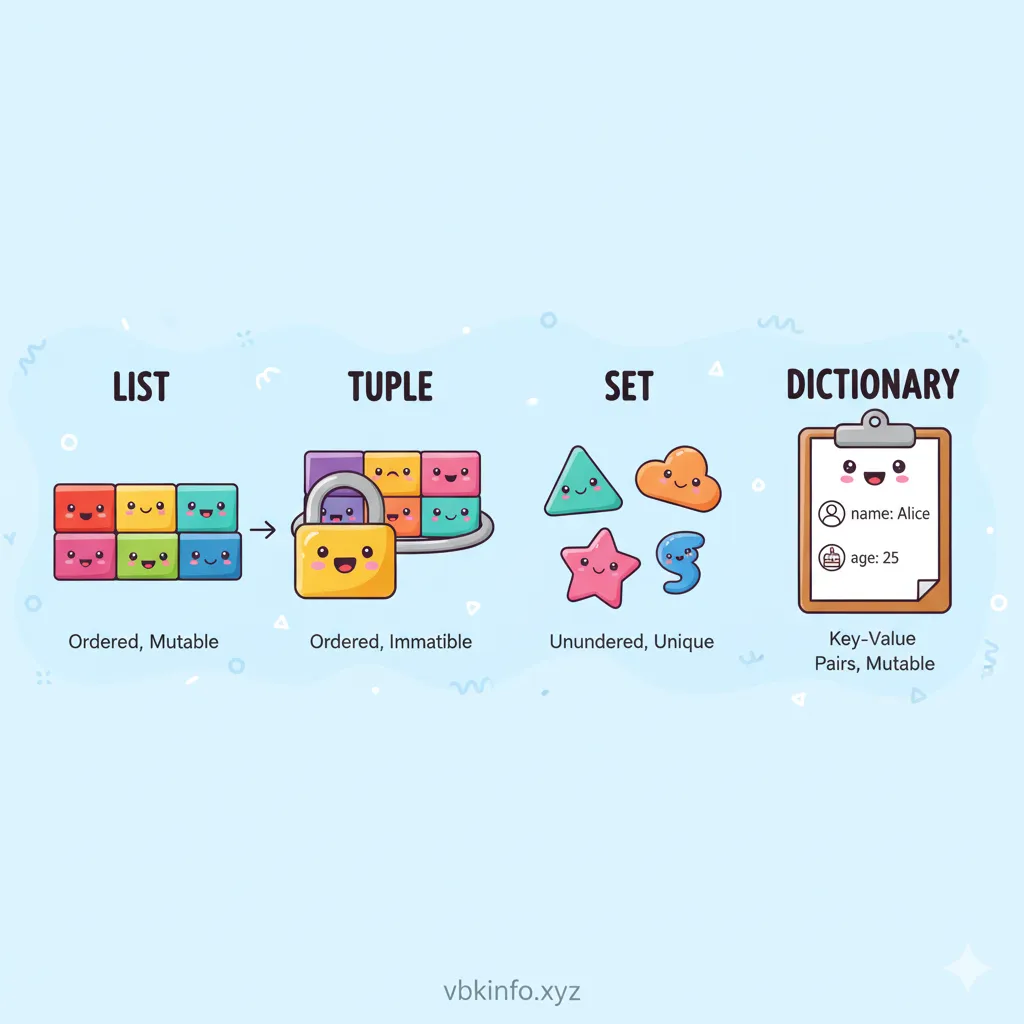 Difference Between List Tuple Set and Dictionary in Python