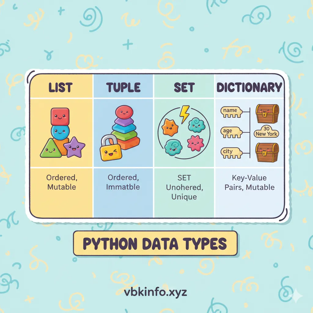 Difference Between List Tuple Set and Dictionary in Python